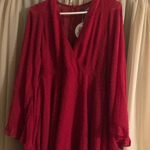 NWT Boohoo Disco Style Wide Sleeve Skater Dress